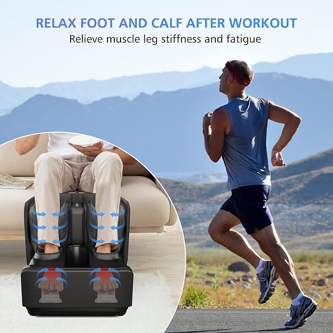 COMFIER 2 in 1 Foot Massager Machine,Shiatsu Foot and Calf Massager with Heat,Kneading,Vibration,Compression Massagers for Feet,Ankle,Leg,Tired Muscles & Plantar Fasciitis,Gift for Men Women