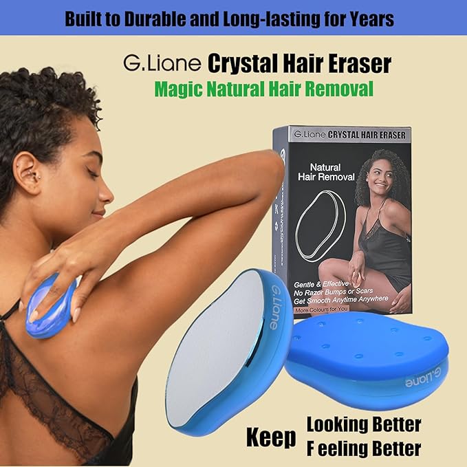 Crystal Hair Eraser,Upgraded Painless Crystal Hair Remover,Effective Nano Glass Hair Removal Device and Skin Exfoliation,Body Epilator for Women and Men(Royal Blue)