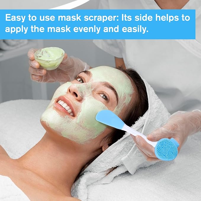 Blue Face Scrubber, Silicone Face Mask Brush Manual Facial Cleansing Brush Faces Exfoliator Scrubber Exfoliating Lip Brushes Facial Skin Care Tool for Makeup Residues Removal Blackheads Whiteheads
