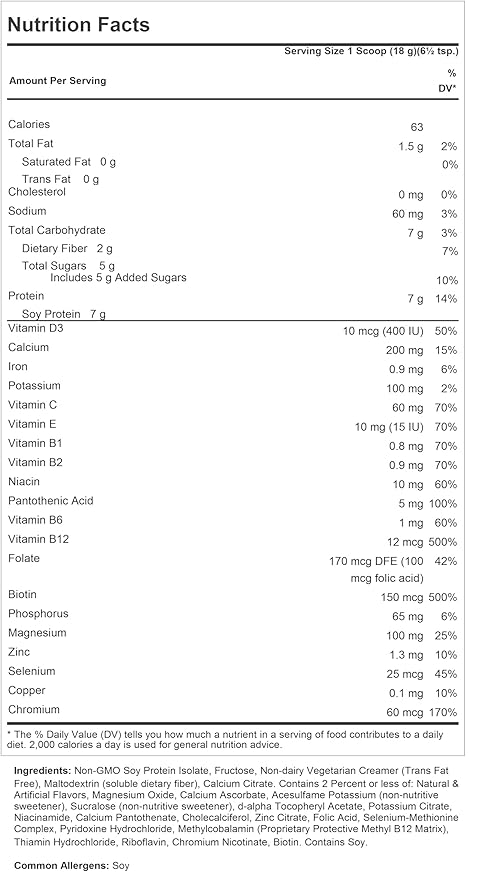 ANDREW LESSMAN Secure Soy Complete Meal Replacement - Vanilla 100 Servings - Only 63 Calories, 7g Non-GMO Soy Protein, Vitamins and Minerals, Low-Fat, Nutritious and Delicious, Mixes Instantly