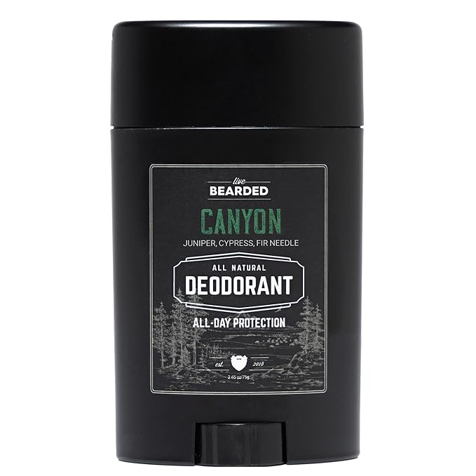 Live Bearded Men's Deodorant - Long Lasting, Aluminum Free, All Natural, Activated Charcoal Deodorant for Men, Travel Size - Canyon, 1 Stick