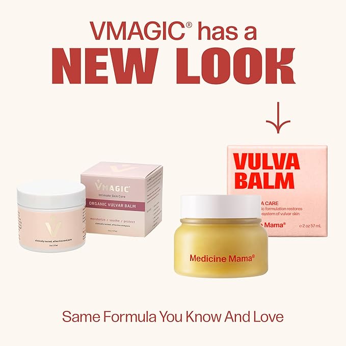 VMAGIC by Medicine Mama Organic Vulva Balm – Intimate Skin Care, Menopause Support – Relieves Feminine Dryness, Itching & Irritation – Hormone Free, Vaginal Moisturizer for Women – 2-pack (2 oz ea)
