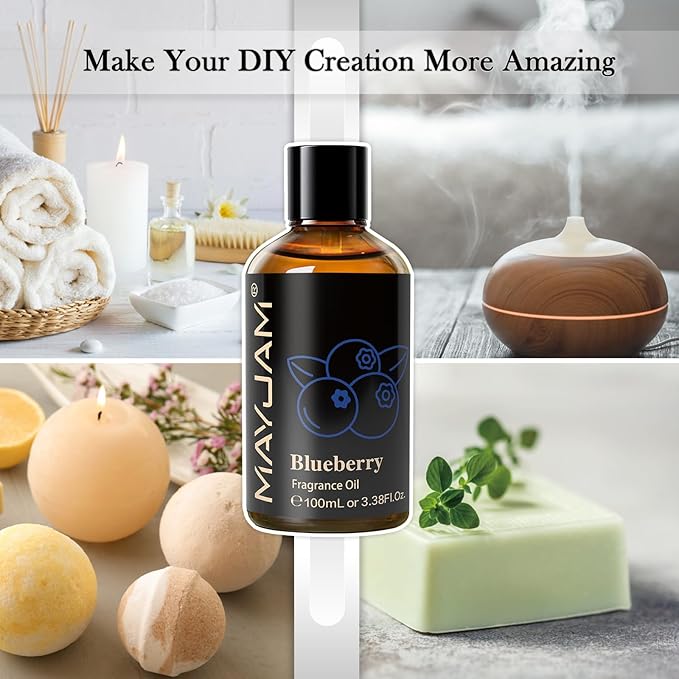 100ML/3.38FL.OZ Blueberry Fragrance Oils with Glass Dropper, Essential Oils for Diffusers for Home, Long Lasting Scented Oils for Diffusers Soap Candle Making