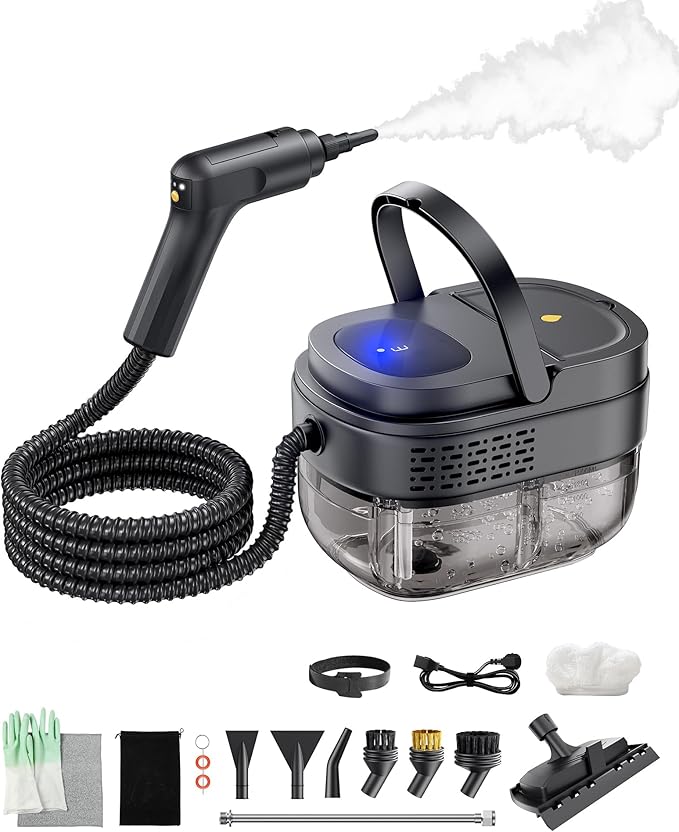 1600MLHandheld Steam Cleaner,2500W Portable Steam Cleaner 3-Speed Adjustable Handle,High-Temperature steamer for Car,Home kitchens,Camping