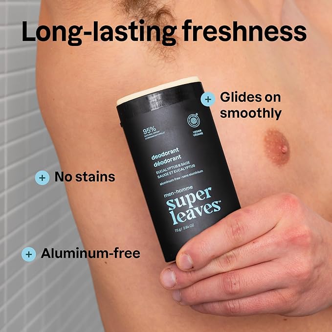ATTITUDE Aluminum-Free Deodorant for Men, 95% Natural Origin Ingredients, EWG Verified, Plant Based Odor Control, With Baking Soda, Eucalyptus & Sage, 2.64 Oz