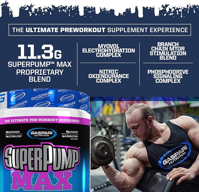 Gaspari Nutrition SuperPump MAX, The Ultimate Pre Workout Powder, Sustained Energy Preworkout, Nitric Oxide Booster, Muscle Growth, Recovery & Replenishes Electrolytes (Pink Lemonade)