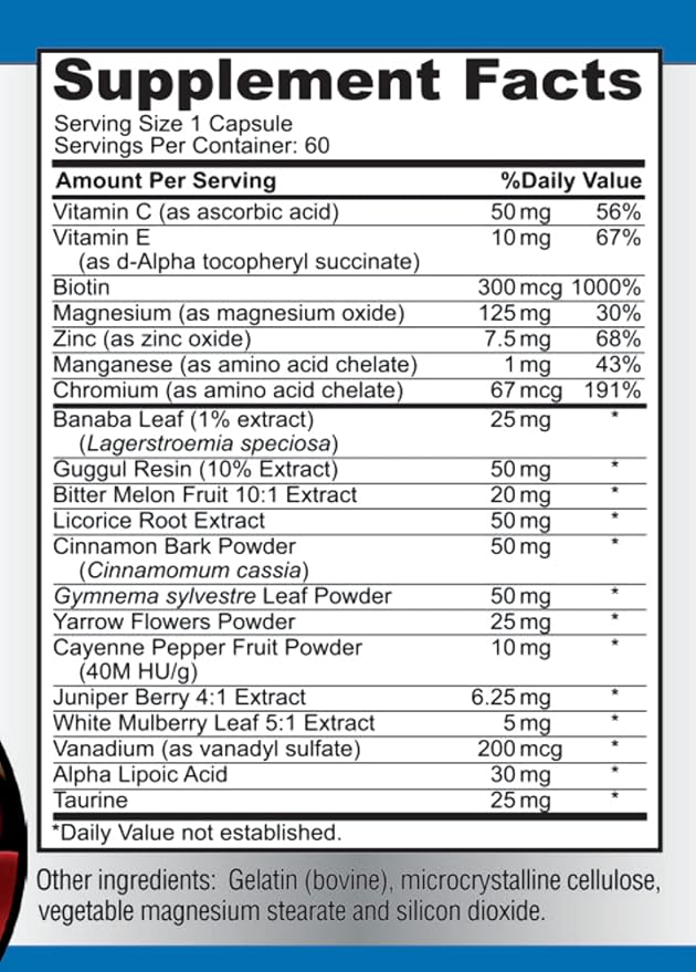 Sugar Support Supplement with Cinnamon, Chromium, Mulberry, Alpha Lipoic Acid - 20 Herbs & Vitamins - Non-GMO, 60 Capsules