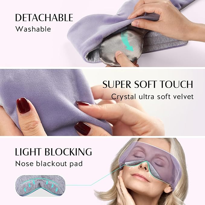 YFONG Heated Eye Mask, Warm Eye Compress Mask for Dry Eyes, USB Electric Heating Pad with Temperature & Timer Control, Dry Sleep Mask for Relax & Reduce Strain Dark Circle Stye Treatment, Purple