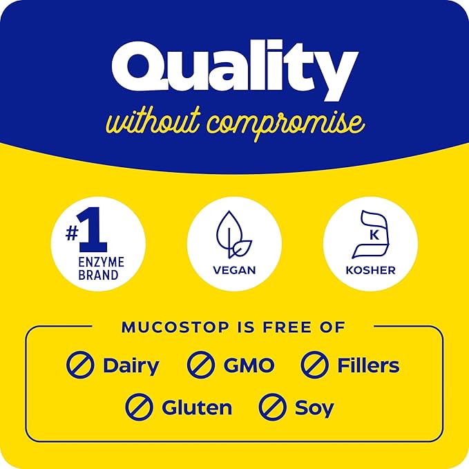Enzymedica, MucoStop, Natural Enzyme Supplement, Relieves Seasonal or Occasional Congestion, Supports Easy Breathing, 48 Count