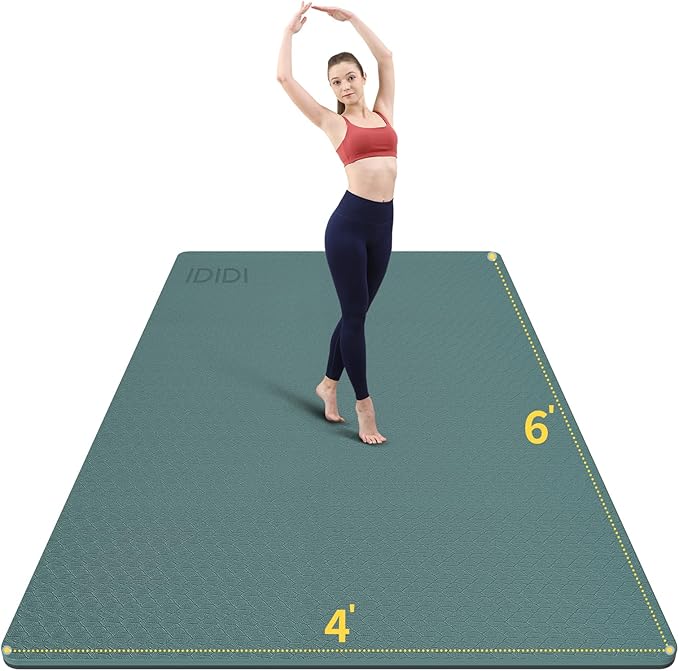 8mm Large Yoga Mat (6'x 4') - Extra Long and Wide 72 x 48 x 0.32 inches, Non-Slip POE Fitness Mat, Eco-Friendly, Thick Wide Exercise Mat for Home Workouts,Ideal for Yoga and Pilates.