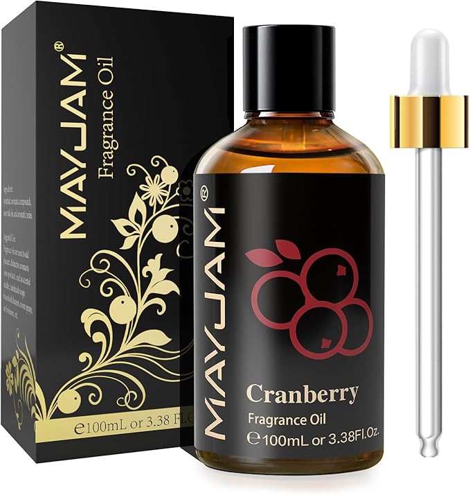 100ML/3.38FL.OZ Cranberry Fragrance Oils with Glass Dropper, Essential Oils for Diffusers for Home, Long Lasting Scented Oils for Diffusers Soap Candle Making