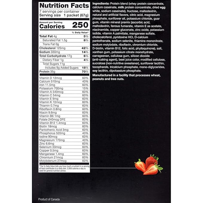 PROTIFIT - Very High Protein Meal Replacement Drink Mix, 35g Protein, Low Calorie, Low Fat, Essential Vitamins and Minerals, Ideal Protein Compatible, 7 Servings Per Box (Strawberry)