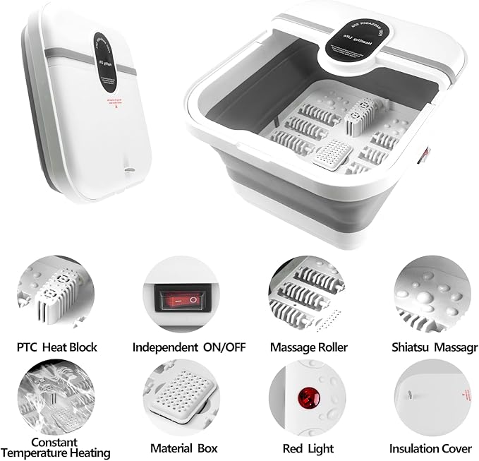 Pedicure Foot Spa, Foot Spa Bath Massager with Heat, Collapsible Bath Soak Tub, Portable for Any Casual Scene to Help You Relax, Mothers Day Fathers Gifts, Gifts for Women Men