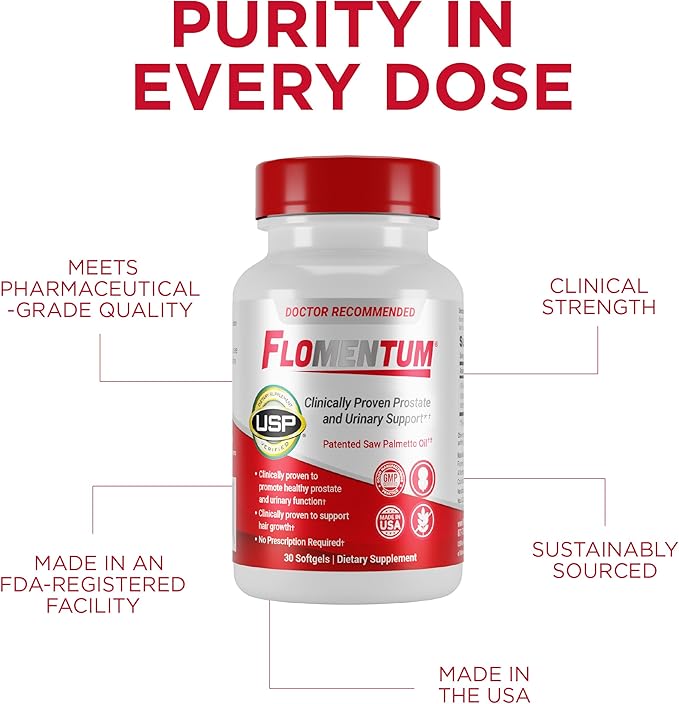 Flomentum® Saw Palmetto for Men Prostate Supplement | Prostate Support Supplement for Men's Health | USP Verified - Healthy Urinary Flow & Urinary Function - 320mg Once Daily (30 Count)