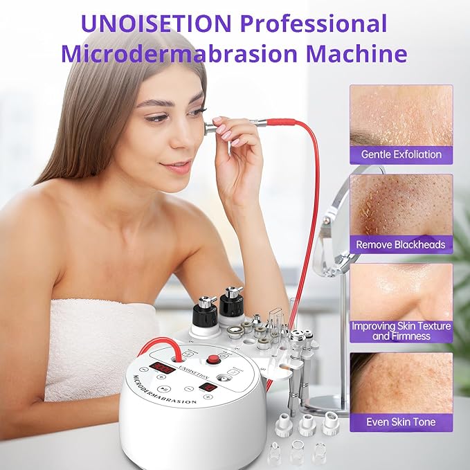 Diamond Microdermabrasion Machine, 4 in 1 Professional Dermabrasion Facial Machine with LED Display and Silicone Tips, Home Use Facial Skin Care Equipment