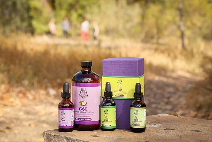 C60 Purple Power Organic MCT Coconut Oil, Organic Cold-Pressed Coconut Oil, 99.99% Pure C60 Carbon Fullerenes (16 oz)