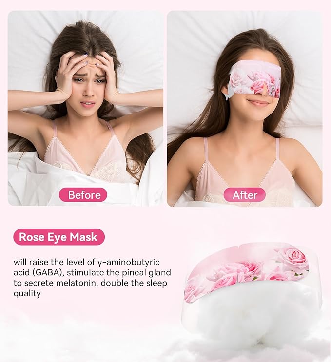 6 Packs Rose Heated Eye Mak - Heating Eye Mask Warm Compress for Dry Eyes Puffinesss Dark Circles Sleep Stye Irritation Stress Relief Self Care Wellness Spa Relaxation Gift