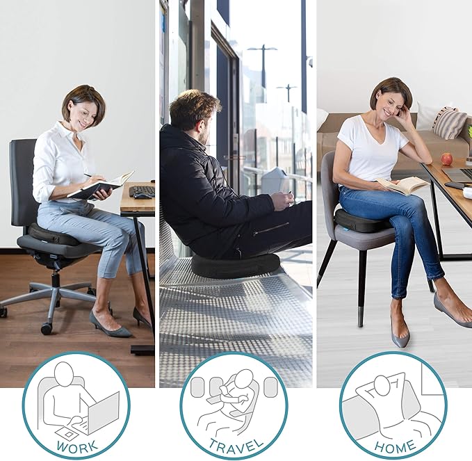 bonmedico Orthopedic Seat Cushion X-Large – Gel & Memory Foam Chair Cushion for Tailbone Sciatica Coccyx Lower Back Support – Ergonomic Office Chair Pillow Car Seat Cushion Wheelchair & Travel Cushion