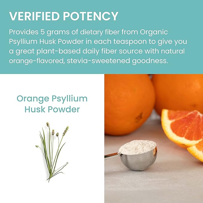 Himalaya Psyllium Husk Powder, Orange, 48 Servings - Daily Fiber Supplement for Supporting Digestive Health and Regularity - Vegan, Non-GMO, Sugar Free, Gluten Free, 12 oz (340 g)