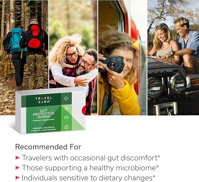 Gut Protector Advanced | Supports Digestive Health During Travel | Probiotics for Gut Health and Immune Function | Travel Essential Formula | 12.5 Billion CFU | 30 Servings (Veg Caps)