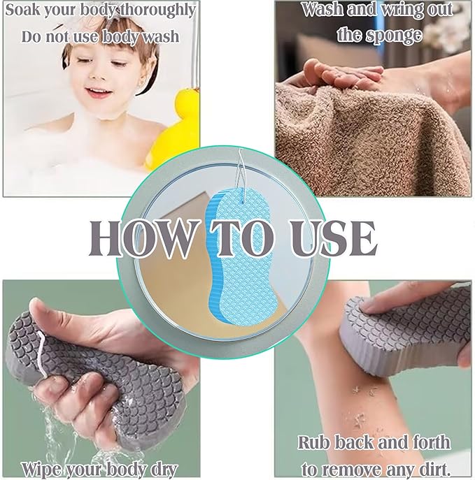 Spirittion Magic Super Soft Exfoliating Bath Sponge, 3D Super Soft Exfoliating Bath Sponge, Reusable for Adults Children and Wome (2 PCS MIX6)