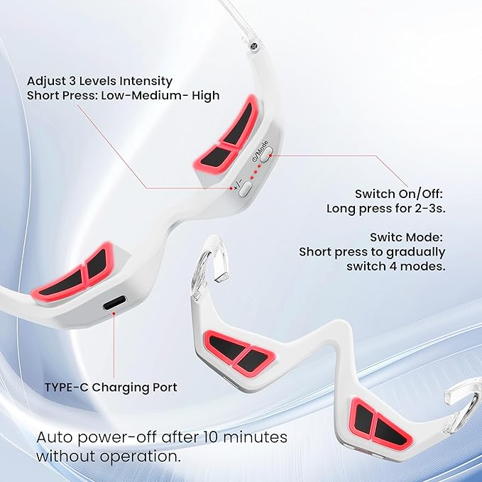 Under Eye Red Light Therapy Device, Red Light Therapy Glasses for Eyes Light-Weight Eye Massager for Reducing Dark Circles and Puffiness, Smoothing Fine Lines