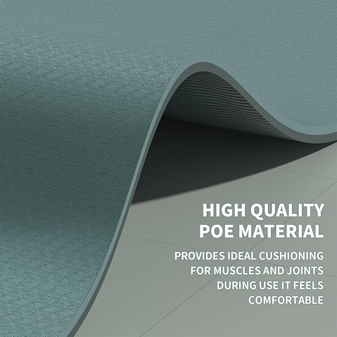 8mm Large Yoga Mat (6'x 4') - Extra Long and Wide 72 x 48 x 0.32 inches, Non-Slip POE Fitness Mat, Eco-Friendly, Thick Wide Exercise Mat for Home Workouts,Ideal for Yoga and Pilates.