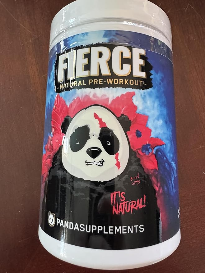 Panda Supps Fierce: Natural Pre-Workout with Zero Artificial Ingredients and 300mg Naturally Sourced Caffeine for Clean Energy and Focus (30 Servings)(Fierce Berry)