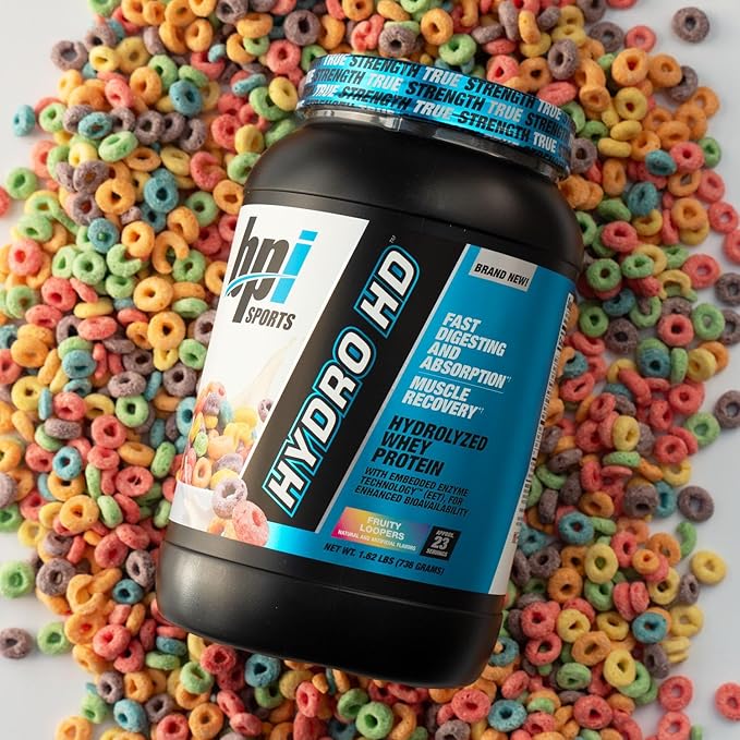 BPI Sports Hydro HD - 100% Hydrolyzed Whey Protein Powder - Muscle Growth, Recovery, 25g of Hydrolyzed Protein, Low Carb, Low Sugar, Fast Absorbing (68 Servings, Fruity Loopers)