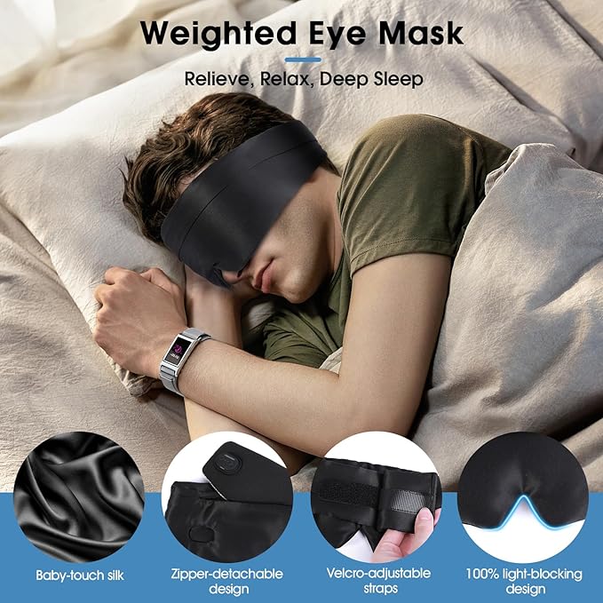 Heated Eye Masks for Dry Eyes, Cordless Silk Mask, 3 Heat Levels Electric Heating Pad for Eye Strain Relief & Fatigue,Ideal Gifts for Men Women,Sleep,Travel,Relaxation