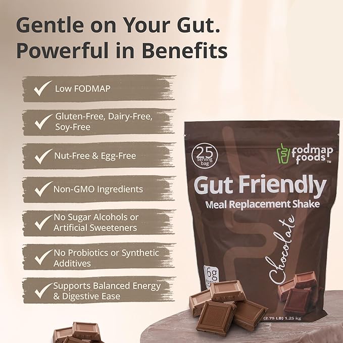 Certified Protein Shake Powder Meal Replacement – Gut Friendly 16g Plant Based Protein, Low Fermentation, Gluten-Free High Protein Meal Replacement Shake Powder | 25 Servings 44.1oz