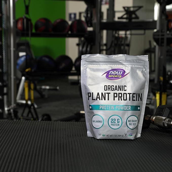 NOW Sports Organic Plant Protein, Unflavored, Vegan Powder, 1 lb.