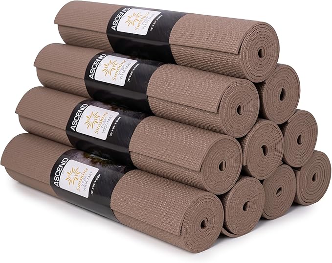 Sunshine Yoga 4 or 10 Pack Ascend Yoga Mat - 72" x 24" x 6mm Non-Slip Exercise Mat - Tear-Resistant, Non-Toxic Workout Mats for Pilates, Home, Studio, Fitness, Gym, Training, Floor Stretching
