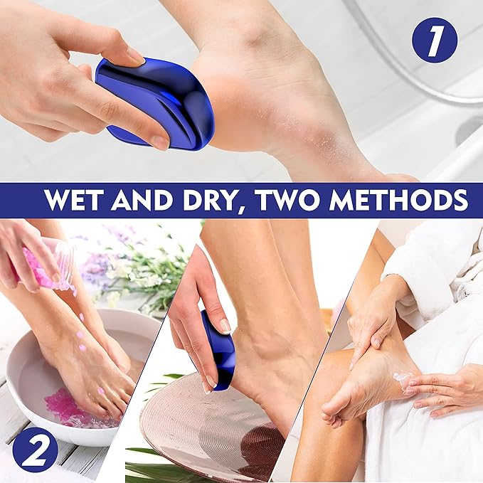 Foot File, Nano Glass Callus Remover, Portable Professional Foot Beauty Care Tool, can be Used for Wet/Dry Cracked feet, Painless Foot File for Dead Skin, Foot calluses, and Foot cuticles - Blue
