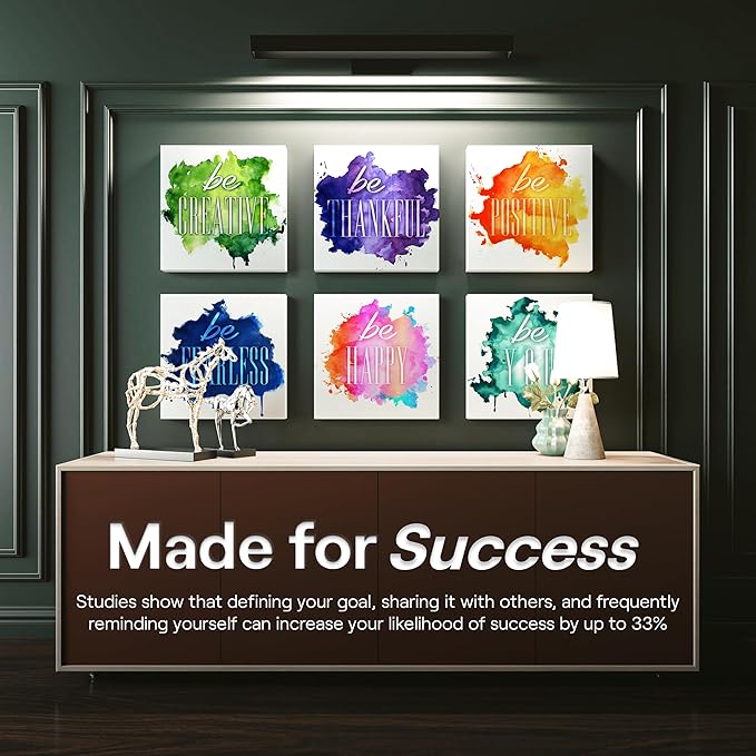 6X Motivational canvas, wall art for bedroom and office, inspirational colorful canvas poster, motivational poster set, decor bundle for home, wall pictures for living room (6x - 20 X 20 in)