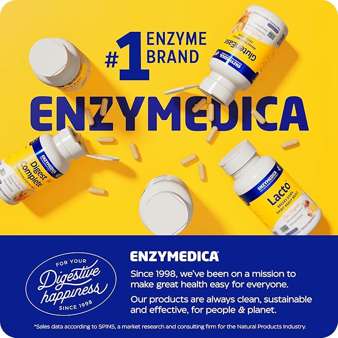 Enzymedica, GlutenEase Extra Strength, Maximum Potency Digestive Enzymes, Supports Gluten & Casein Intolerance, 30 Count