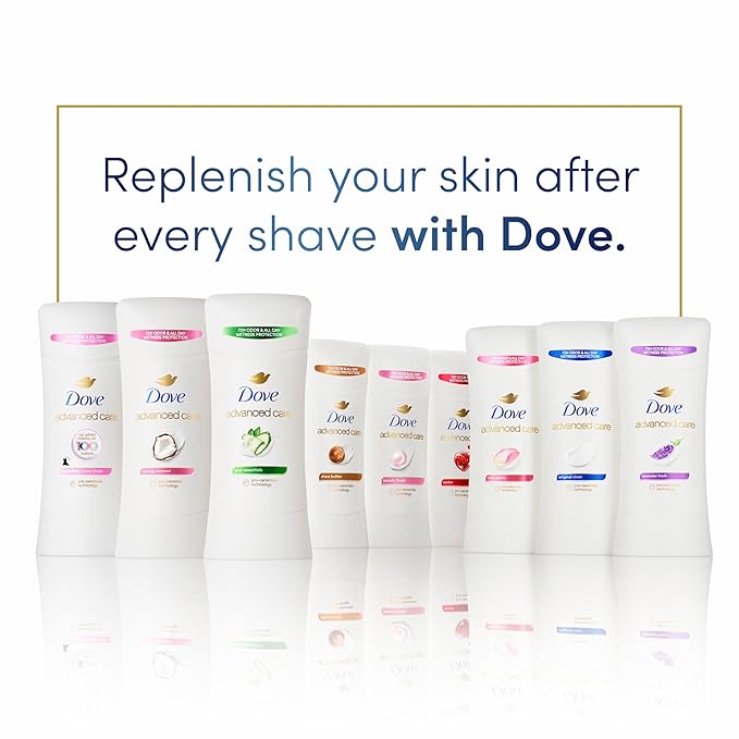 Dove Advanced Care Antiperspirant Deodorant Stick Beauty Finish 4 Count for helping your skin barrier repair after shaving 2.6 oz