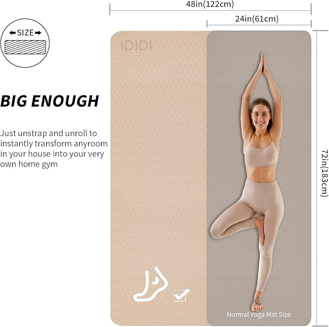8mm Large Yoga Mat (6'x 4') - Extra Long and Wide 72 x 48 x 0.32 inches, Non-Slip POE Fitness Mat, Eco-Friendly, Thick Wide Exercise Mat for Home Workouts,Ideal for Yoga and Pilates.