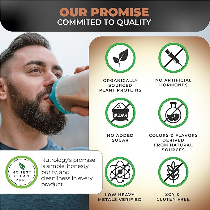 Nutrology TRIPACT Vegan Protein Powder - Organic Pea, Rice & Pumpkin Protein, BCAAs & Glutamine Plant-Based Meal Replacement Shakes for Muscle Recovery & Immunity, Chocolate Peanut Butter, 20 Servings