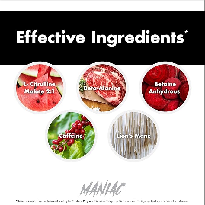 Anabolic Warfare Black Series Maniac, Pre-Workout Powder, Supports Nitric Oxide, Muscle Pumps, and Protein Synthesis* Apple Ambush