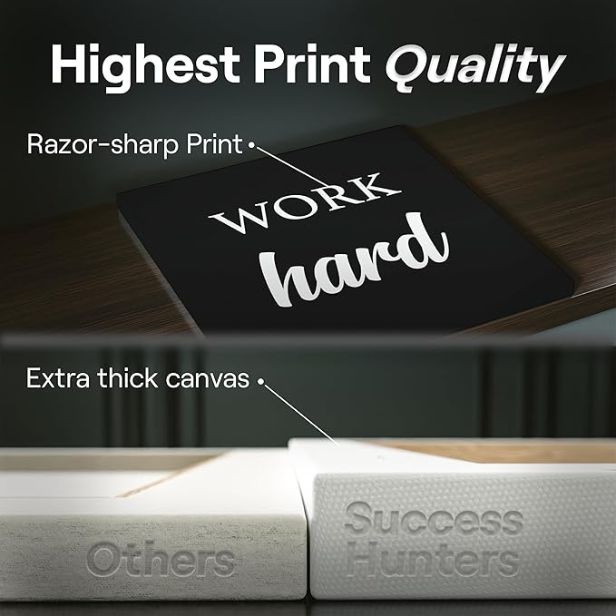 6X Motivational canvas, wall art for bedroom and office, inspirational black and white canvas poster, motivational poster set, decor bundle for home, wall pictures for living room (6x - 30 X 30 in)