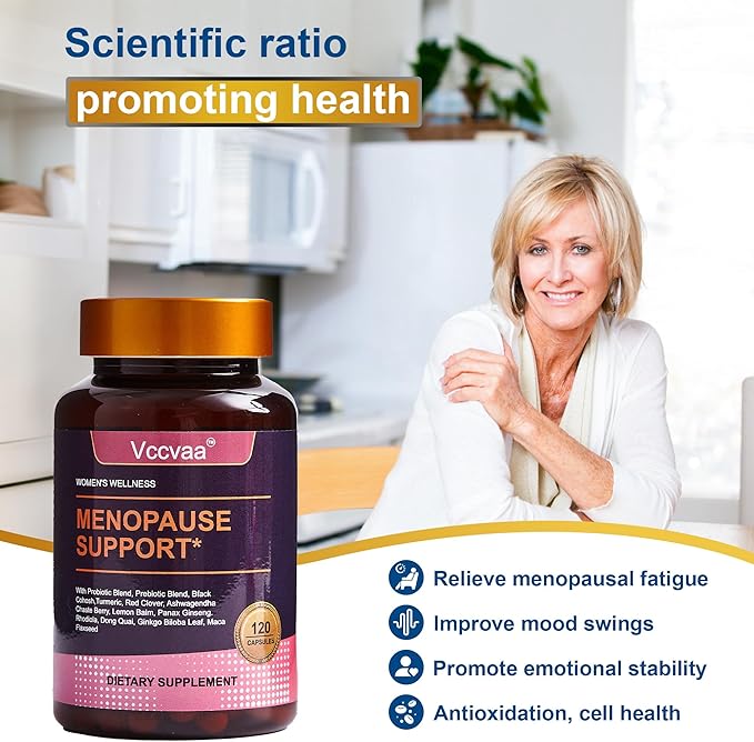 40-in-1 Menopause Support for Women – Hormonal Balance, Hot Flash & Mood Relief – Black Cohosh, DIM, Maca, Red Clover, Probiotics, B6, D3 & More – Vegan, 120 Capsules