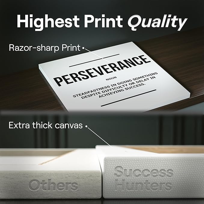 6X Motivational canvas, wall art for bedroom and office, inspirational black and white canvas poster, motivational poster set, decor bundle for home, wall pictures for living room (6x - 30 X 30 in)