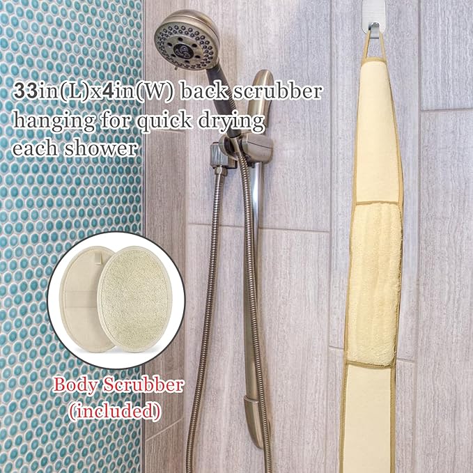 Exfoliating Natural Loofah Back Scrubber Loofah Sponge Back Scrubber for Shower, Deep Clean Your Back & Relax Your Body Bath Shower Scrubber for Men Women