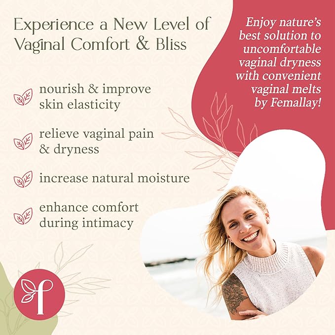 Femallay Organic Vaginal Moisturizing Suppository Melts - 100% Natural Suppositories for Vaginal Odor and Dryness Relief, Ultra-Hydrating Fast-Acting Comfort (Coconut)