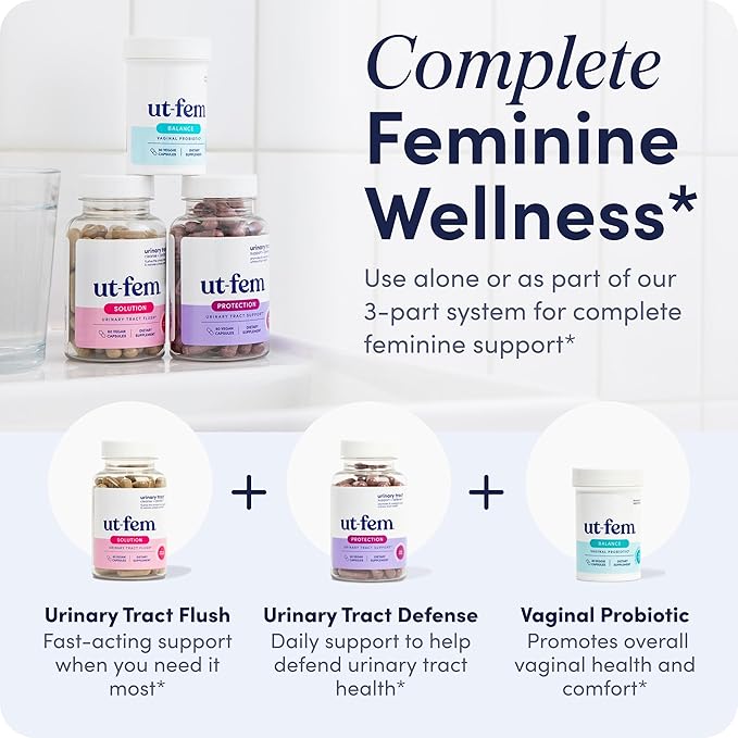 UT-Fem Balance Vaginal Probiotic | Womens Probiotic for pH Balance, Vaginal Health & Odor Support | 30 Capsules