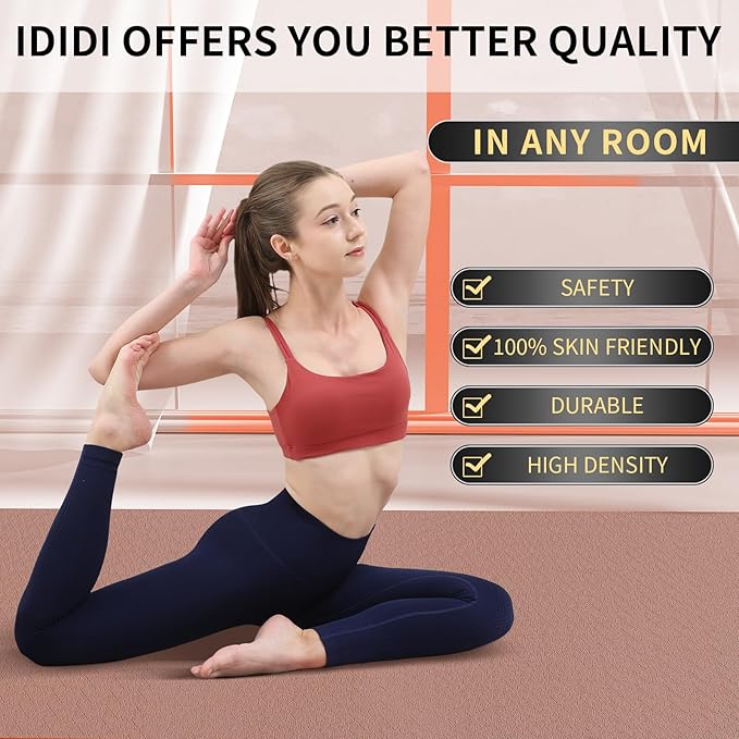 8mm Large Yoga Mat (6'x 4') - Extra Long and Wide 72 x 48 x 0.32 inches, Non-Slip POE Fitness Mat, Eco-Friendly, Thick Wide Exercise Mat for Home Workouts,Ideal for Yoga and Pilates.