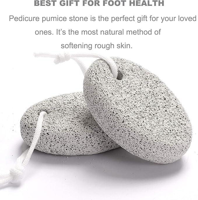 Natural Foot Pumice Stone for Feet, Borogo 2-Pack Lava Pedicure Tools Hard Skin Callus Remover for Feet and Hands - White&Red