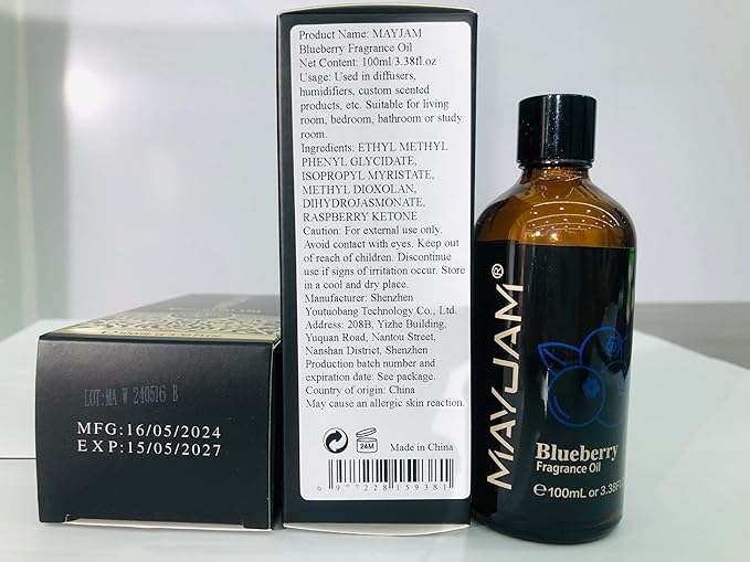 100ML/3.38FL.OZ Blueberry Fragrance Oils with Glass Dropper, Essential Oils for Diffusers for Home, Long Lasting Scented Oils for Diffusers Soap Candle Making