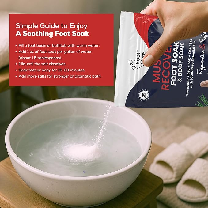 Tea Tree Oil & Muscle Foot Soak with Epsom Salts - All-Natural Salts for Post-Workout Recovery - Softens Calluses, Soothes Sore & Tired Feet, Foot Odor Control, Spa Pedicure, Made in USA, Pack of 2
